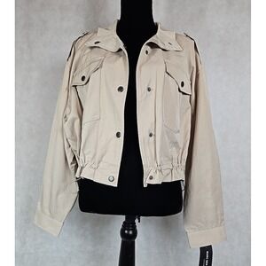Marc New York Jacket Womens Size Large Coat Khaki Drawstring Pockets NWT